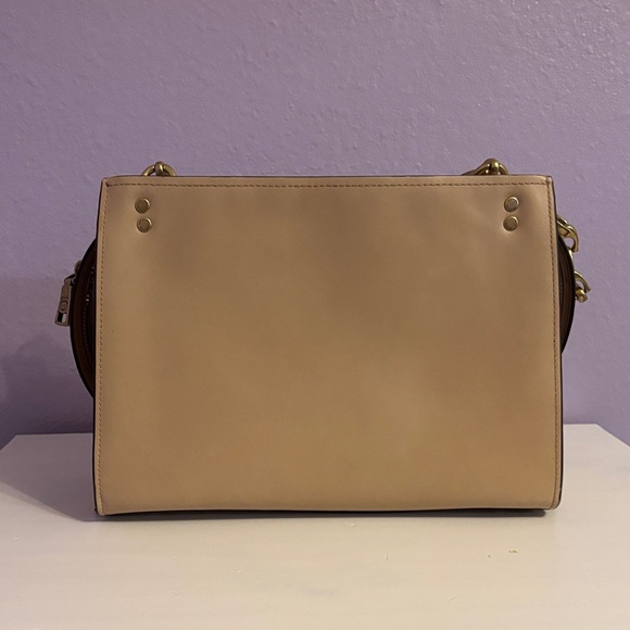 COACH Rogue Colorblock 27054 Beige and Burgundy Leather Purse - Picture 2 of 10